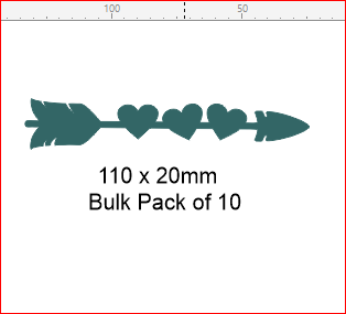Single arrow heart pack of 10- 100 x 20mm
